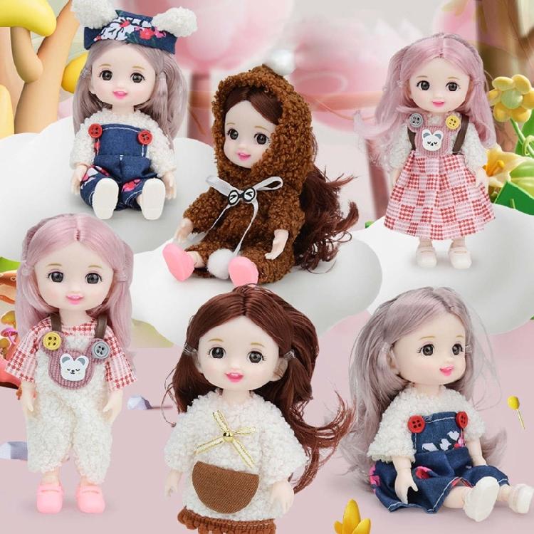 Fashionable Toddlers Mini Dolls for Little Girl Toy Collection 3D Eye Cute Dolls