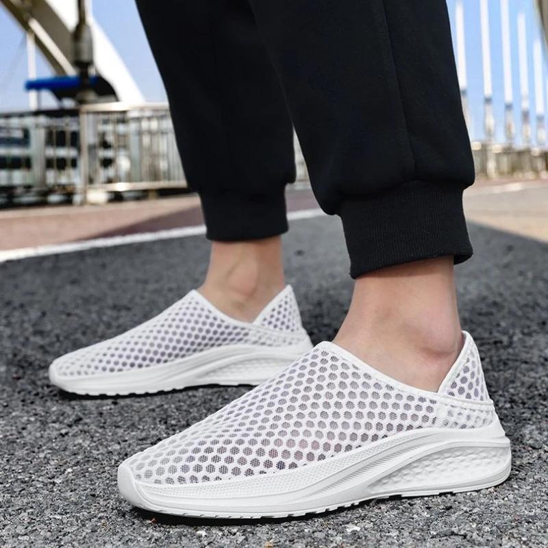 Fashion Breathable Male Sports Shoes Gray Quick-Drying Jogging Light Korean Outdoor Without Leather Stylish Jump Men's Casual Sneakers