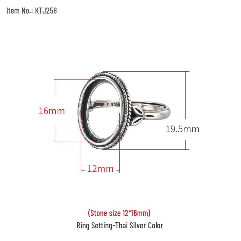 

Handmade 925 Silver Ring Setting with Inlaid Amber and Turquoise Oval, 12x16 mm Adjustable Open Size