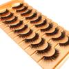 New 10 pairs of natural fluffy 3D artificial mink false eyelash makeup set with extended eyelashes and short eyelashes