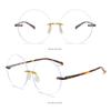 Diamond Cut Rimless Anti-UV Blue Rays Glasses Round Glasses Frame High-definition Eyeglasses Ultra Light Weight Computer Goggles Women's Men's