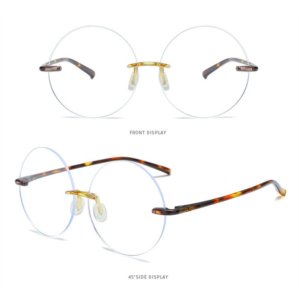 Diamond Cut Rimless Anti-UV Blue Rays Glasses Round Glasses Frame High-definition Eyeglasses Ultra Light Weight Computer Goggles Women's Men's
