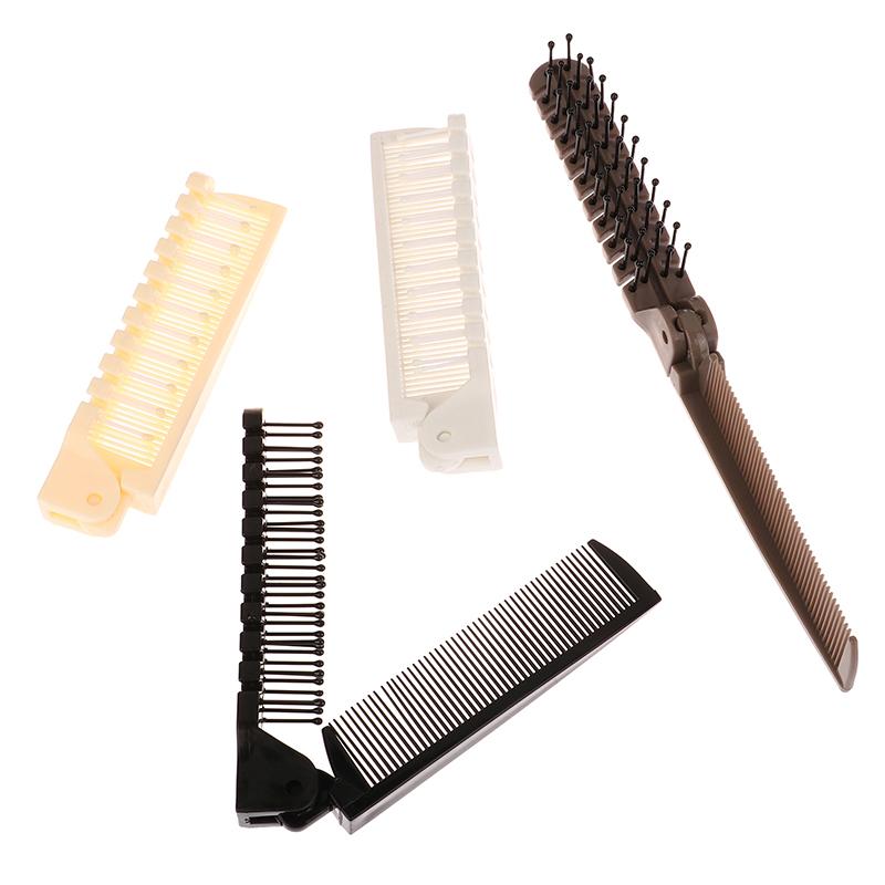 1Pc 2 In 1 Travel Portable  Hair Comb Folding Anti-Static Plastic Comb Hair Brush Compact Pocket Hair Comb