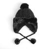 Winter Winter Earflap Fur Hat Black Pom Pom Hat