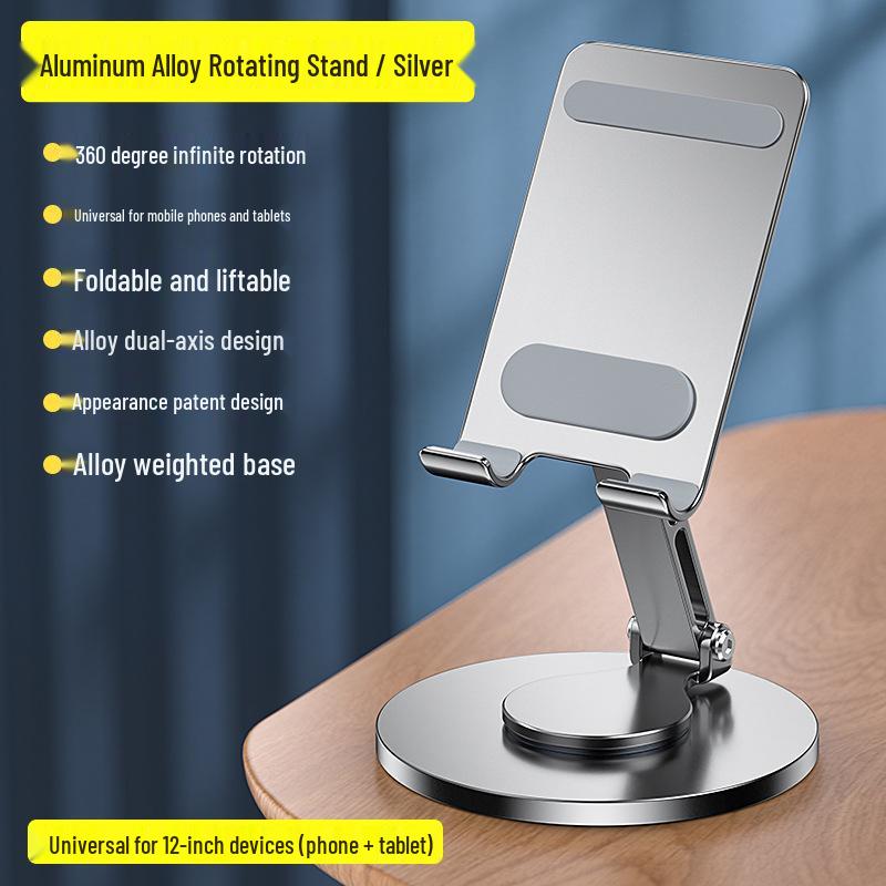Foldable Aluminum Phone & Tablet Stand with Rotating Anti-Shake Design