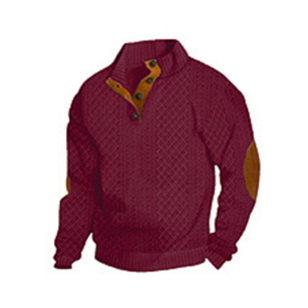 Autumn and Winter New Men's Outdoor Leisure Standing Neck Long Sleeved Jacquard Knitted Pullover Sweater