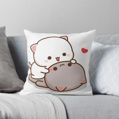 Cute Mochi Peach Cat Throw Pillow Pillow Cases Decorative Cusions Cover Christmas Cushion For Home