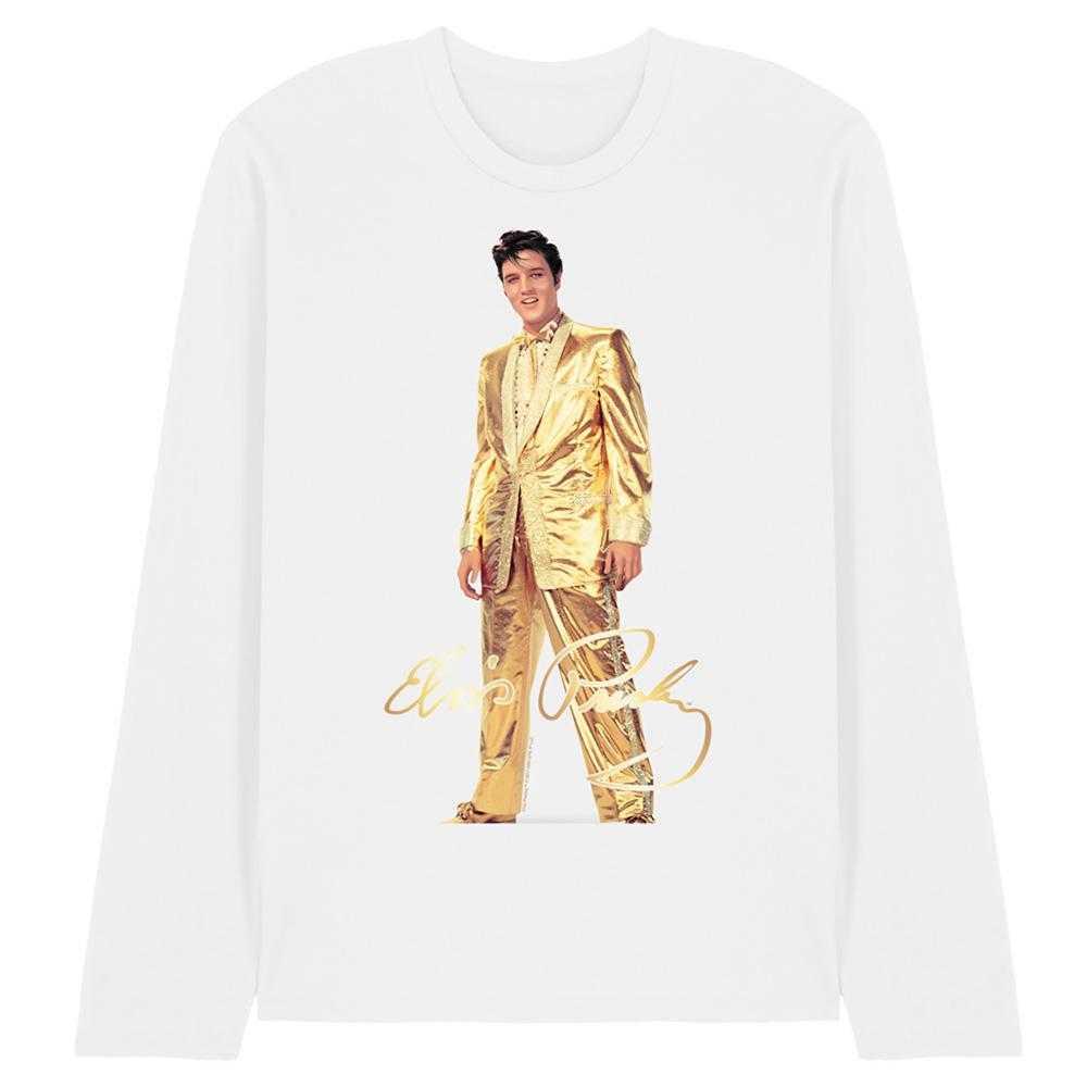Elvis Presley Unisex Adult Gold Lame Suit Long-Sleeved T-Shirt