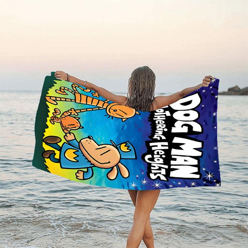 1pc DogMan2 Beach Towel, Beach and Seaside Swimming Pool Equipment, Fashion Pattern, Rectangular, Travel Essentials