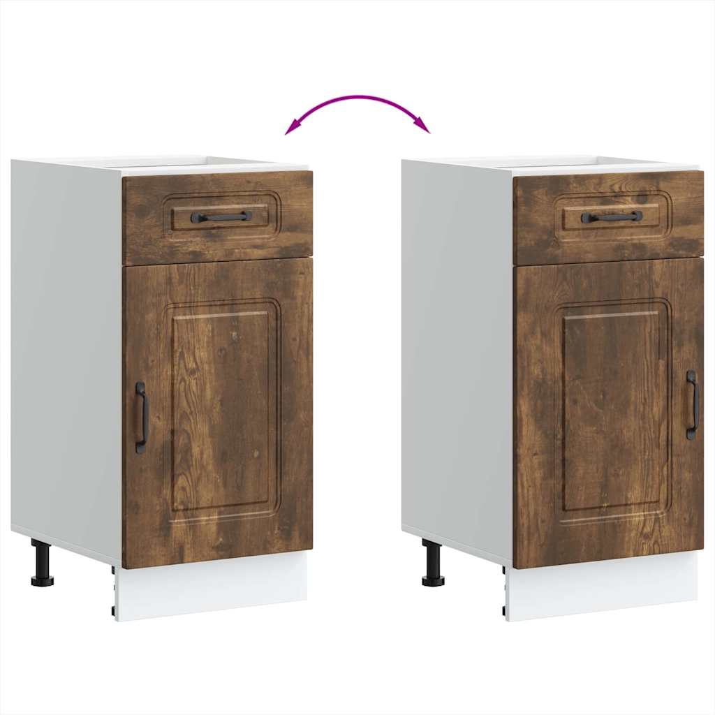 Kitchen Base Cabinet Kalmar Smoked Oak Wood Based Material