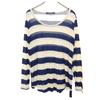 LIMI Feu Made In Japan Border Pattern Long Sleeve T-shirt S Blue Ron T Women Used