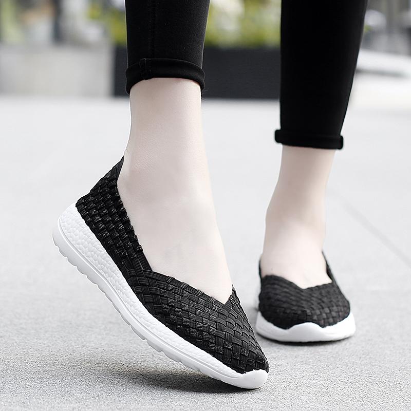 Mocassini Estivi Rosa Scarpe da Passeggio sulla Spiaggia Donna Multicolore Intreccio Casual Morbidi Slip-on Mocassini Piatti Intrecciati Scarpe da Ginnastica Taglie Forti