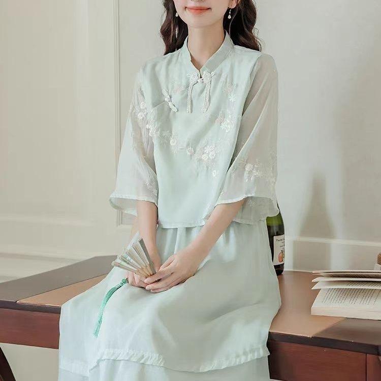 2026 Summer Women's Hanfu Dress: Modern Chinese Style Qipao Skirt