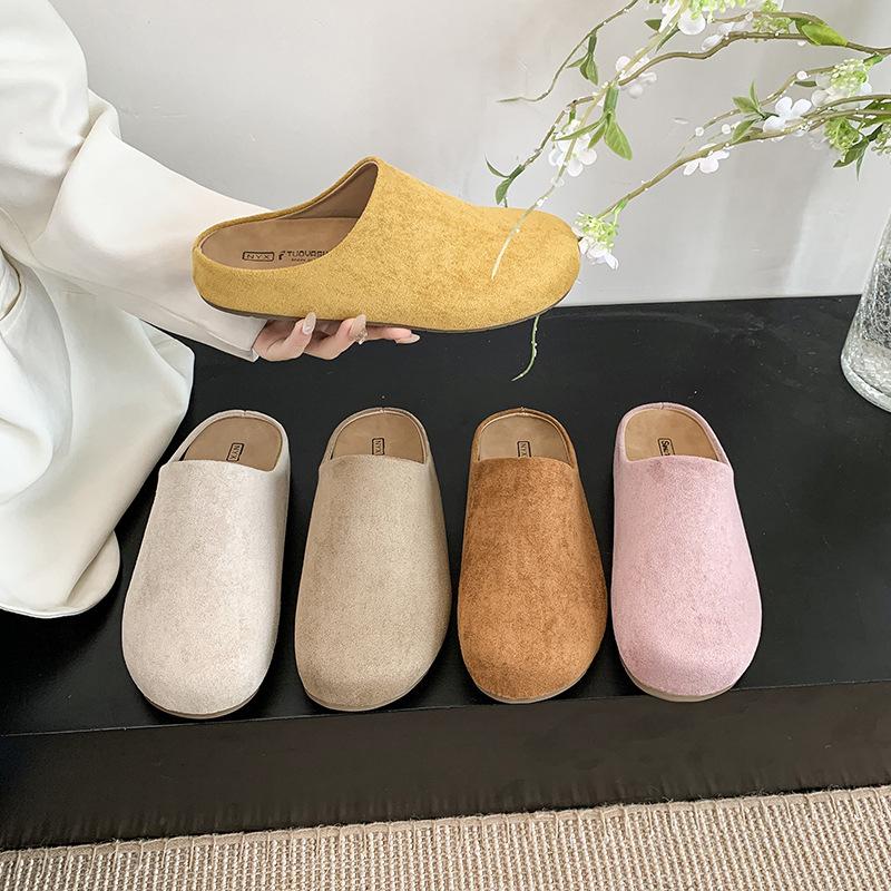 Bread Boken shoes half slippers women's wear spring and autumn 2025 new lazy bag head slippers thick-soled bag head Boken shoes