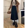 Cotton Blend Knit Midi Skirt With High Waist And Pleats For Fall Winter Fashion