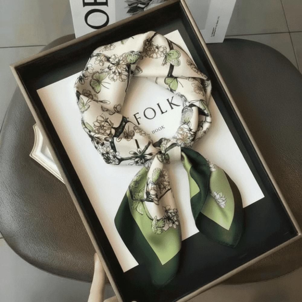 Silk Material Silk Square Scarf Floral Print Floral Print Scarf Hijab Head Scarf For Women 1