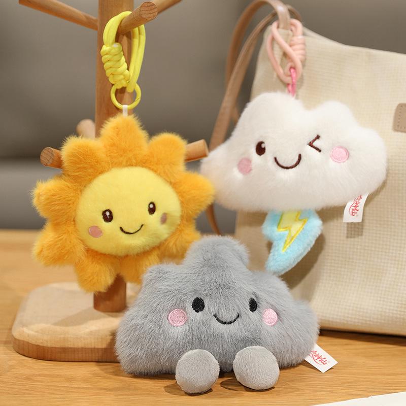 Adorable Weather Forecast Plush Doll Pendant - Sun, Rain, Cloud, Raindrop Pillow for Girls
