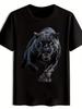 Men'S Black Panther Graphic T-Shirt - Casual Crew Neck, Short Sleeve, Polyester,