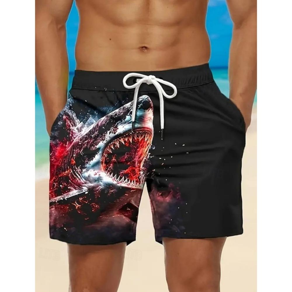 The Cat Music Mouse Graphic Swimming Trunks Are Men's Shark 3D Printed Beach Shorts, Summer Casual Quick Dry Sports Loose Surfing Beach Casual Shorts