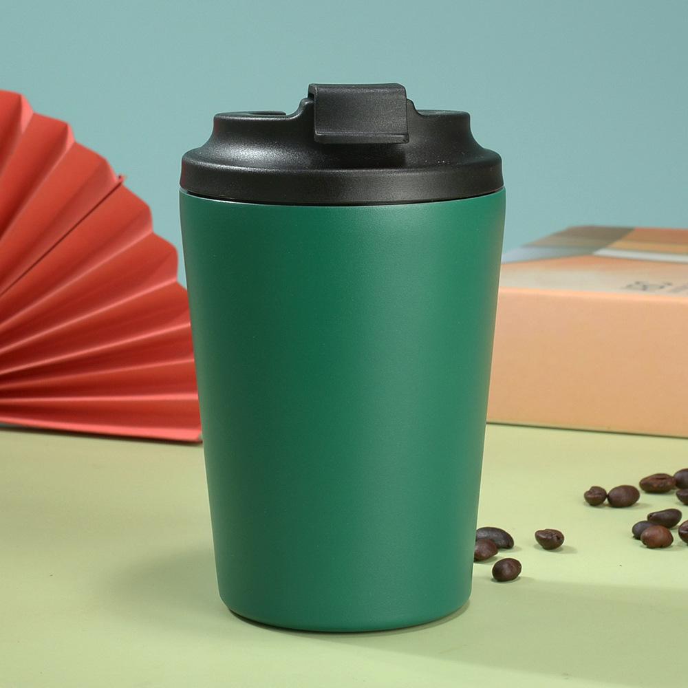 12Oz Stainless Steel Coffee Cup Thermos Cup Clamshell With Scale Inside, Simple And Portable Double-Layer Office Cup