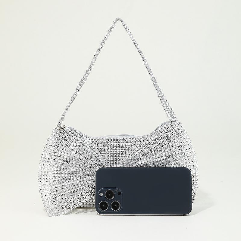 Women Shiny Rhinestone Dinner Underarm Bag Wedding Shoulder Purses Luxury Design Lady Bowknot Handbag Evening Bags AVE