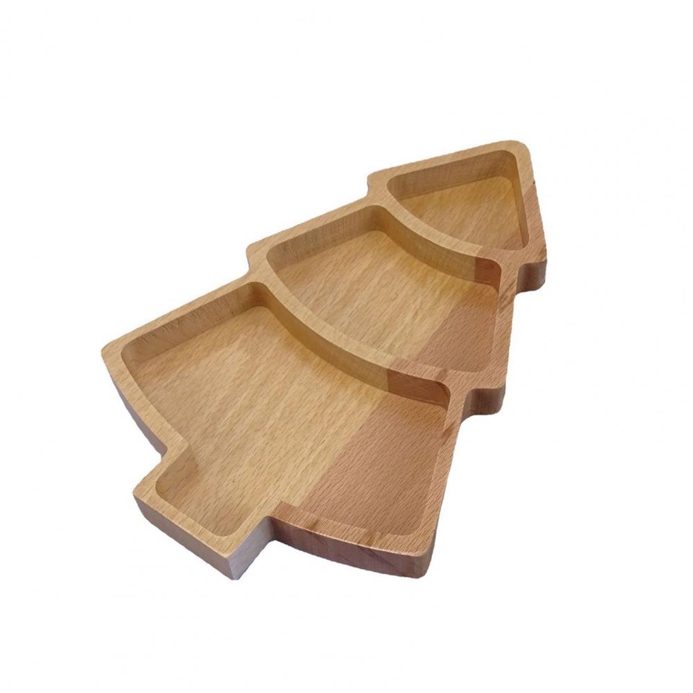 

Christmas Snowman Tree Wood Serving Tray Compartment Snack Platter for Holiday Parties Home Decor Festive Display Dish