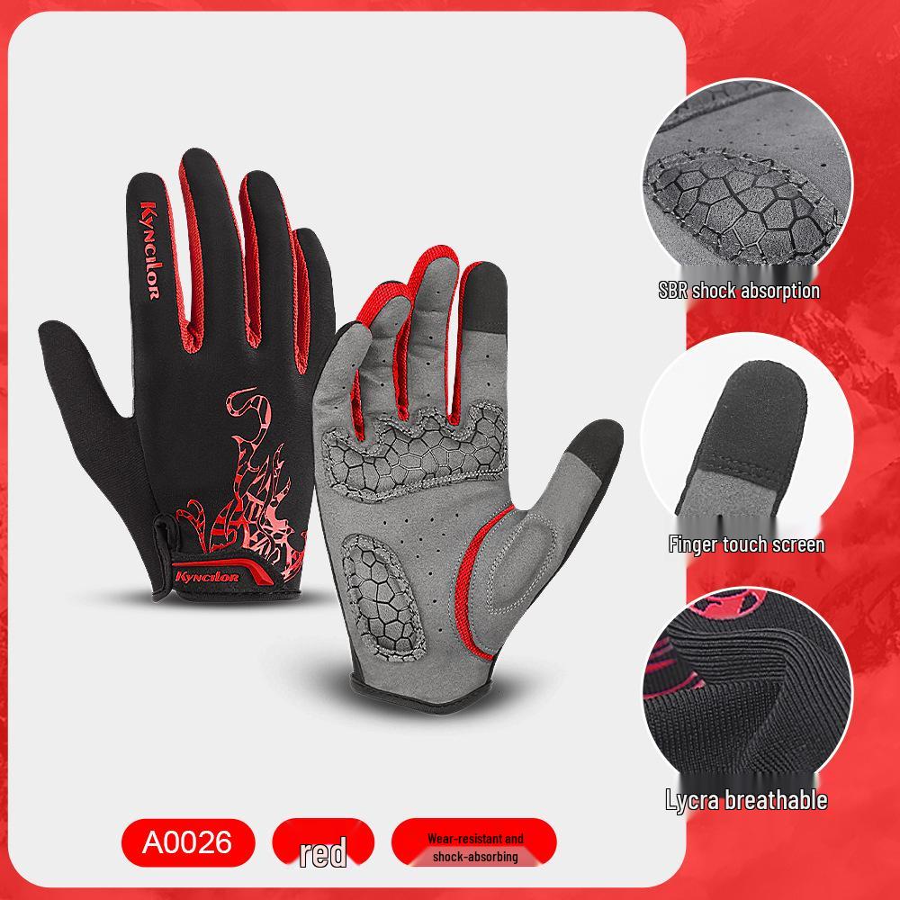 

Дышащие амортизирующие велоперчатки с длинными пальцами для занятий спортом на открытом воздухе Small красный