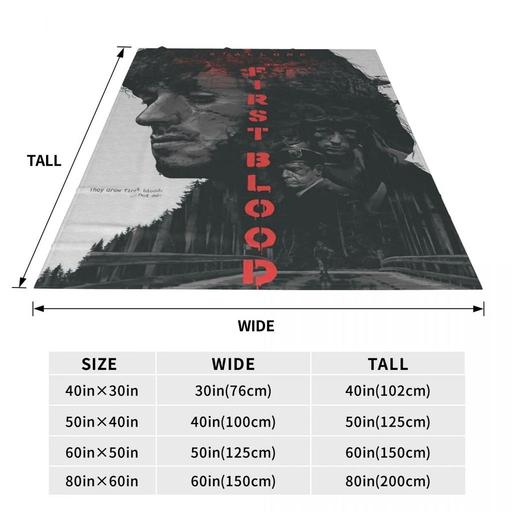 Rambo First Blood Flannel Blanket Program Soft Durable Throw Blanket for Couch Bed Camping Cute Bedspread Sofa Bed Cover