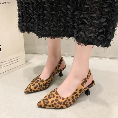 Naiste Madala Kontsaga Slingback Sandaalid Suvi Leopard Terava Otsaga Naiste Mules ZAZA Loomamustriga Madala Kontsaga Rannakingad