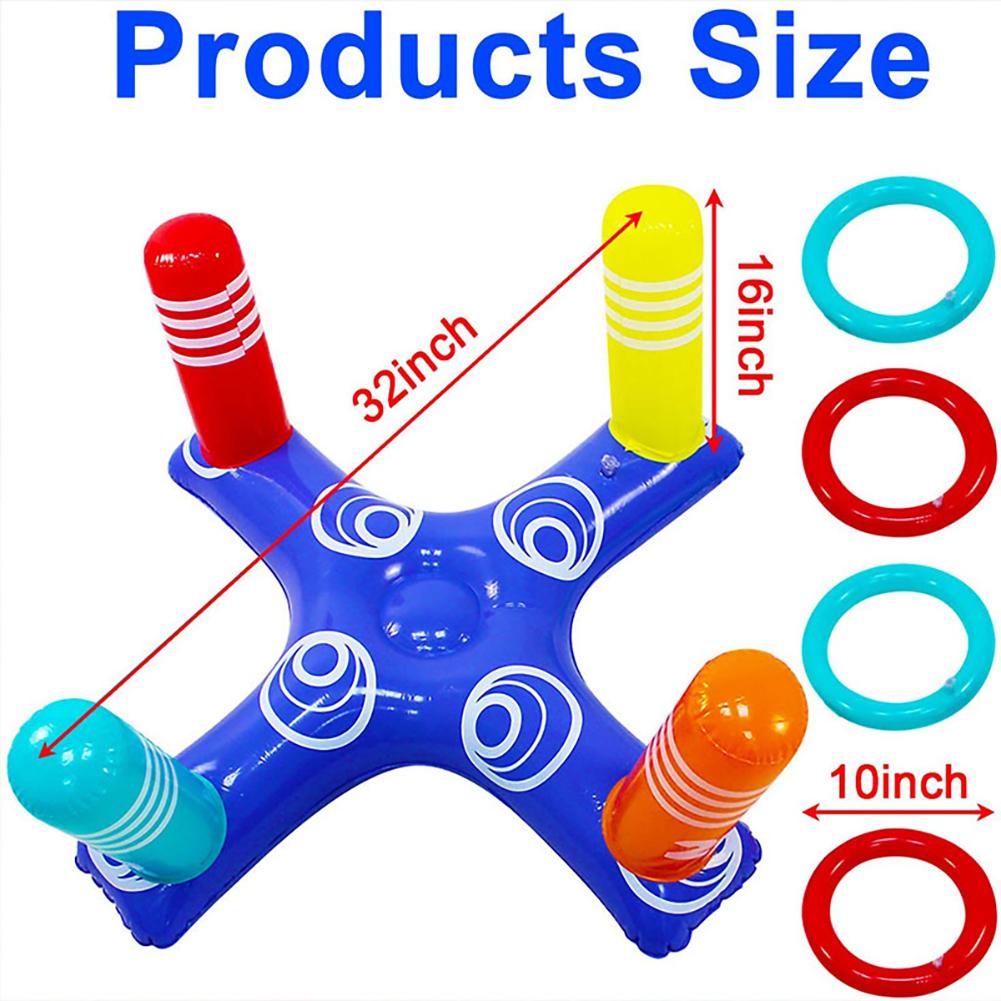 Inflatable Pool Ring Toss Games Kit With Rings Multiplayer Pool Throwing Game Kids Family Water Fun Beach Party Toys