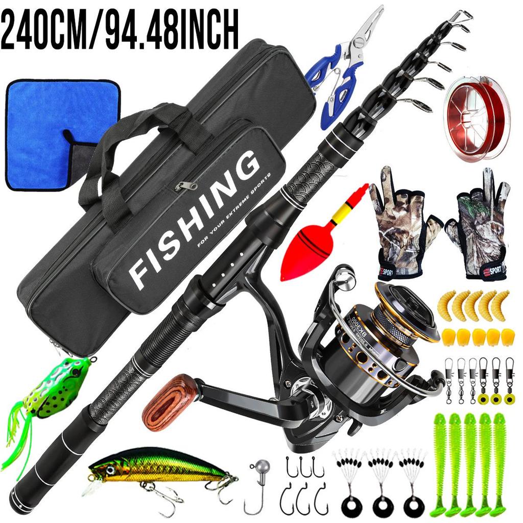 Complete Carbon Sea Fishing Rod Kit with Artificial Bait