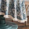 Yarn-Dyed Large Blue Floral Tassel Table Cloth American Style Oil Painting Household Circular Tablecloth Tea Table Cover Towel