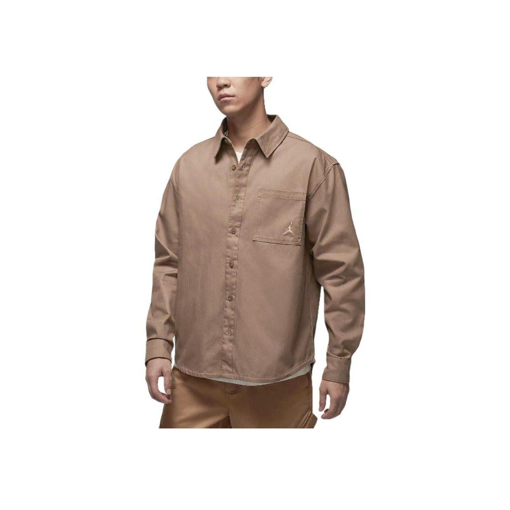 Jordan Essentials Button-Down Fashion Long Sleeve Shirt Men Shirts Dark-Brown FV7447223