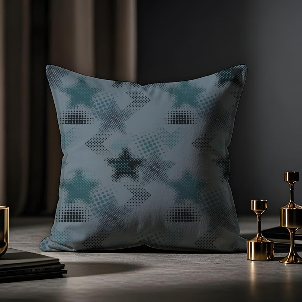 Alphabet Texture Cushion Cover Anti-dustmite Pillowcase Invisible Zipper Silky Short Plush Sofa Cushion Cover