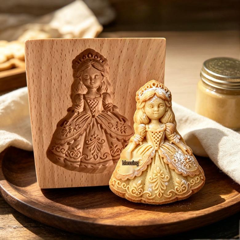 Wooden Gingerbread and Shortbread Cookie Mold Cutter