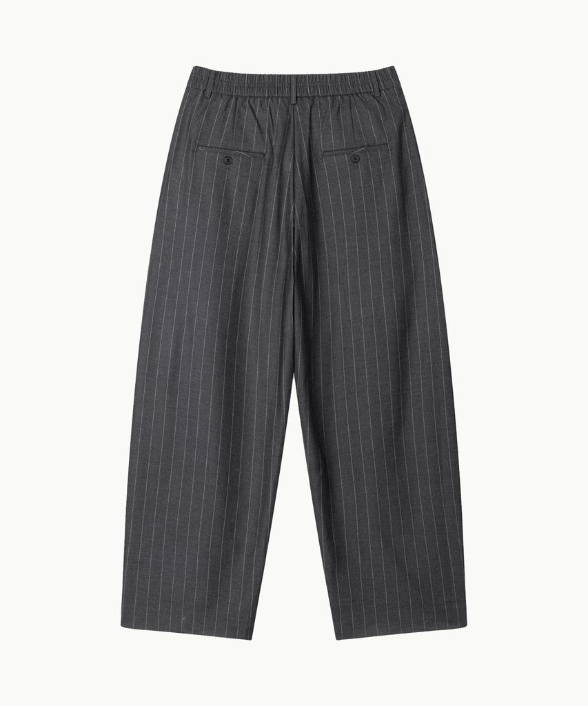 Leondi Draped Pinstripe Trousers - Charcoal