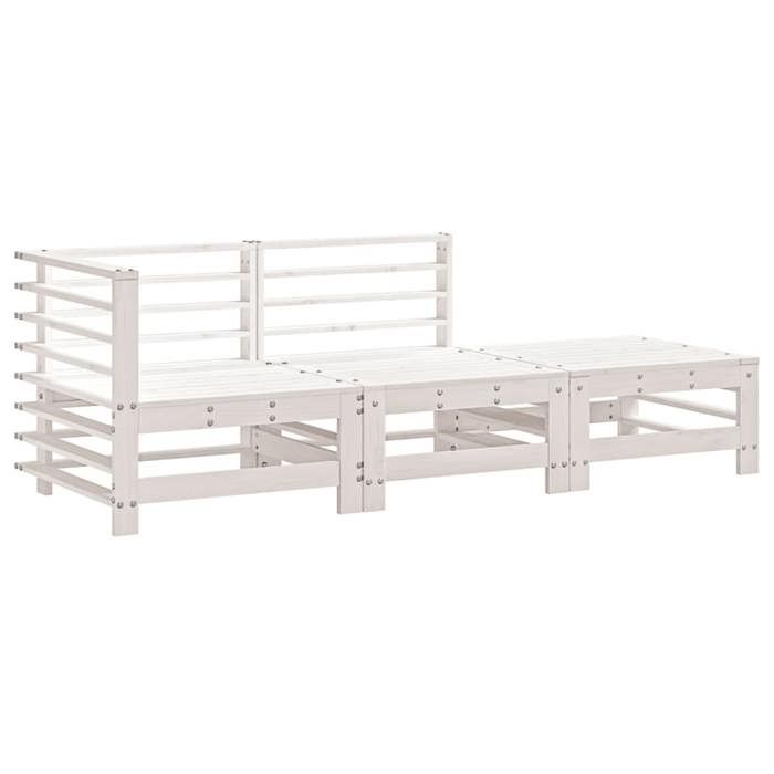 VidaXL Salon de Jardin 3 pcs, Canapés avec Repose-pieds, Sièges avec Dossier et Accoudoir, Meubles de Terrasse Patio, Blanc 825647