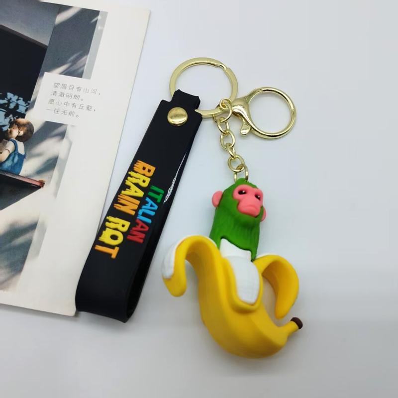 Italian Brainrot Children Cartoon Keychain Tung Tung Tung Sahur Tralalero Tralala Cute Keyring Funny Meme Bag Anime Pendant Gift