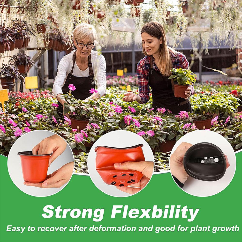 20Pcs Red & Black Nursery Pots Reusable Seed Starter Trays for Hydroponic Plants Flower Growing Home & Outdoor Planter Supplies