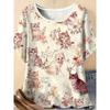 Zomer Dames Nieuw T-shirt met Korte Mouwen Kattenpatroon Top Zachte Textuur Comfortabel Ademend Persoonlijkheid Dagelijks
