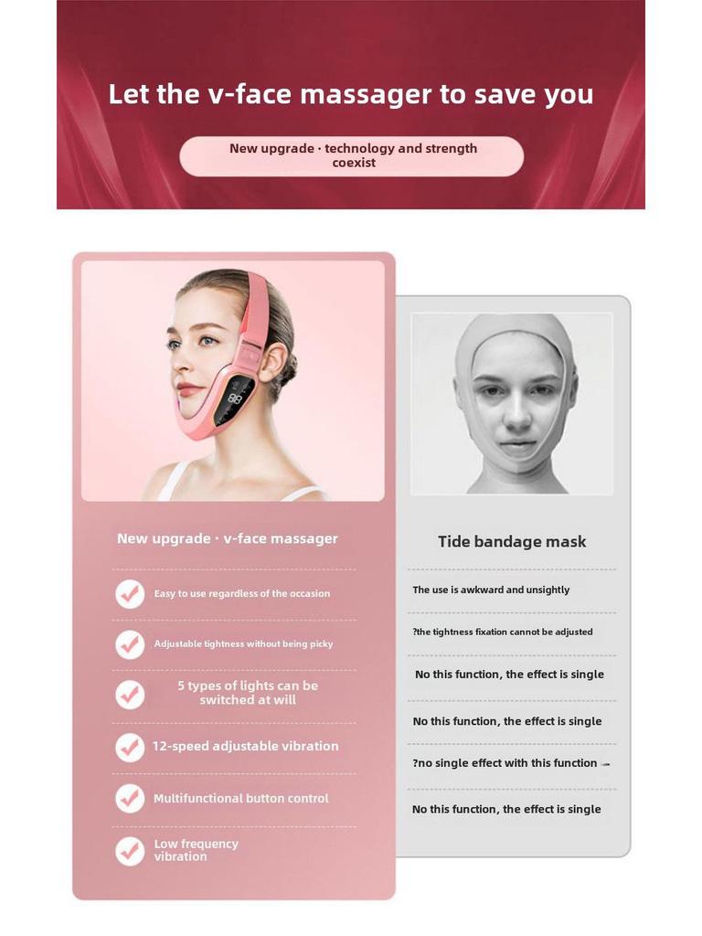 Grenzüberschreitendes Facelift: Facelifting-Verbandmaske, Massagegerät und Formgebungswerkzeug mit Vibration für Schönheit und Lifting des Kinns.