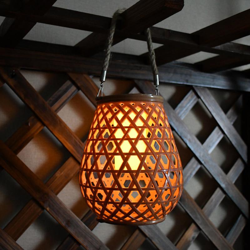 Outdoor Solar Lantern Lights Patio Handled Solar Lantern Outdoor Lights Rattan Art Chinese Retro Fashion Landscape Lighting For