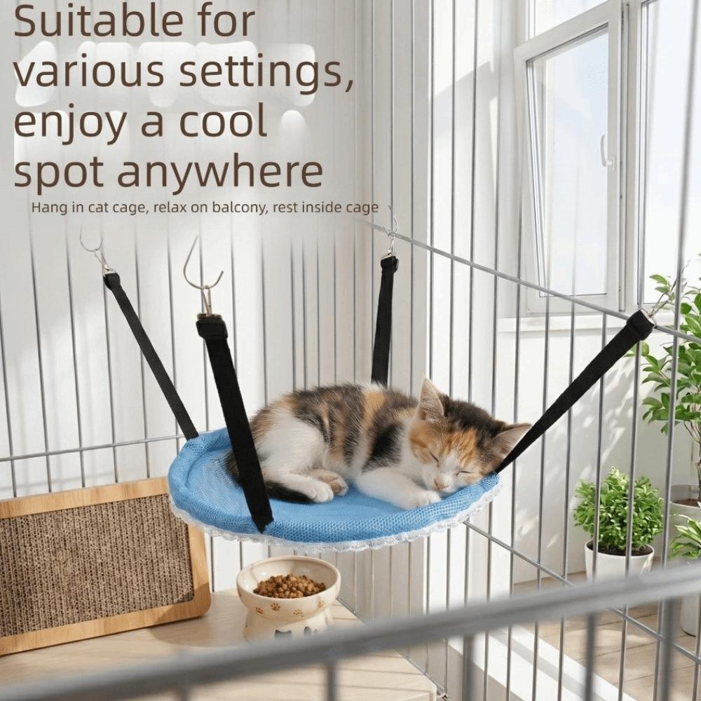 Breathable Mesh Cat Hammock Adjustable Lanyard Pet Cage Hammock  Cage Accessories