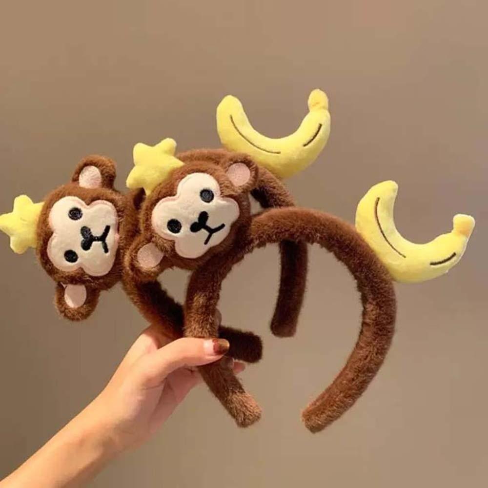 Hair Accessories Dachshund Hair Hoop Plaid Bow Cartoon Monkey Hairband Red Plush Headband Girls