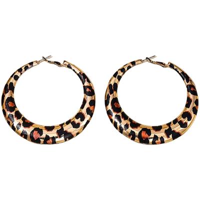 Orecchini alla moda con stampa leopardata, eleganti orecchini a bottone circolari con motivo leopardato, orecchini personalizzati per riunioni