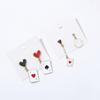2 Pairs Trendy Clock Poker Card Drop Earrings Asymmetric Ear Accessories Stylish Earwear for Festivals and Gatherings