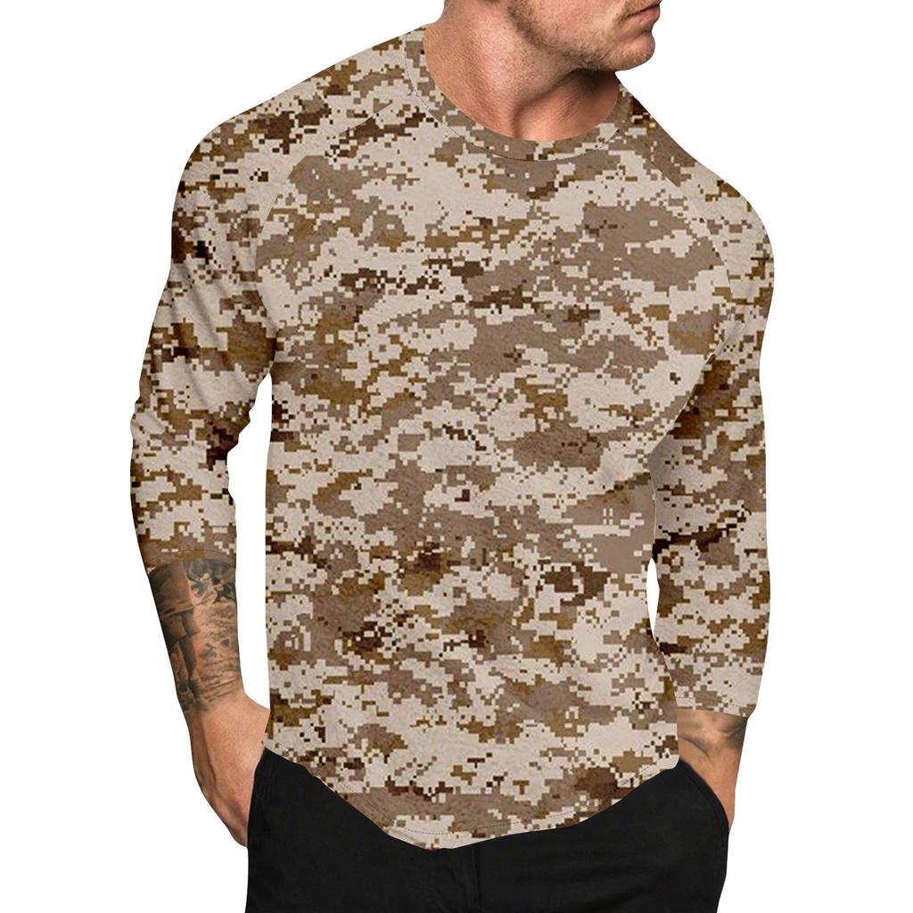 Pánské tričko s krátkým rukávem s potiskem ve stylu maskování a raglánovými rukávy