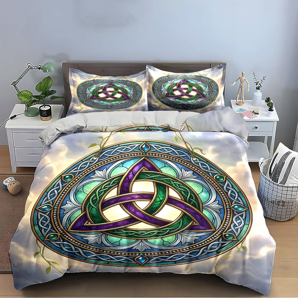 Keltisches Knoten-Mandala-Design Bettwäsche Bettbezug-Set Bettbezug Kissenbezüge (1*Bettbezug 2*Kissenbezüge, ohne Bettdecke)