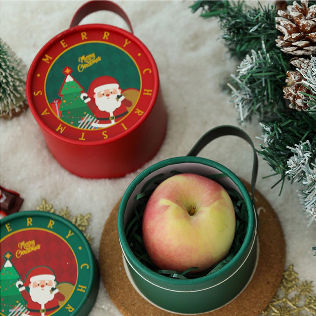 Nova caixa de doces de Natal, caixa de presente de Natal, caixa de doces de papelão com alça de couro, suprimentos para presentes de festa de fim de ano, caixa de presente de Natal