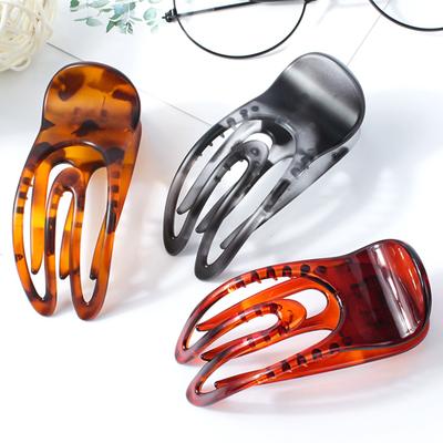 Zakrzywiony klips do włosów dla kobiet do noszenia na co dzień, wydrążony klips szczękowy z panterką, mocny, bezpieczny klips do włosów do różnych stylizacji